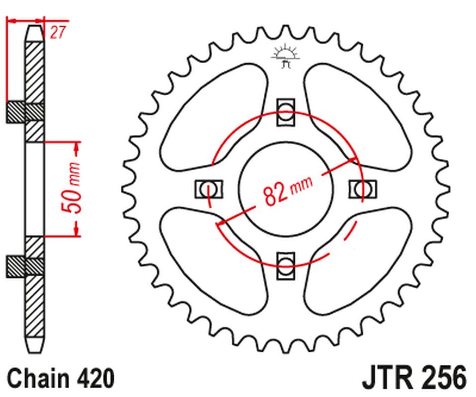 Pignon arrière JT 261 42 dents contre les sauts de chaîne Honda XR 75