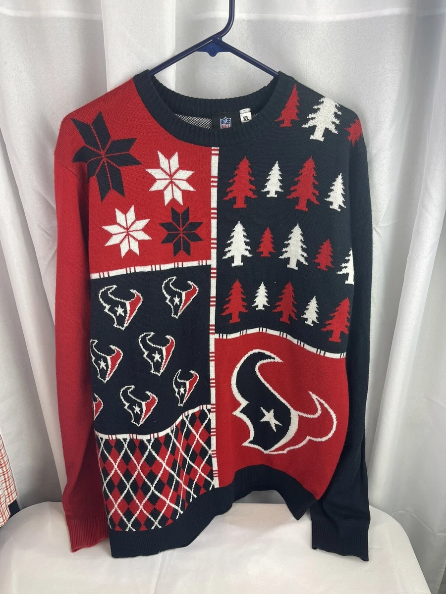 Forever NFL Houston Texans Multi Color Busy Block Ugly Sweater Size XL