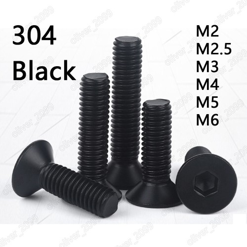 Black 304 Stainless Steel Hex Socket Bolts Countersunk Head Screw M2 M3 M4 M5 M6 - 第 1/6 張圖片