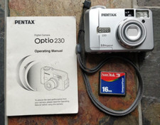 Rare Pentax Digital Camera Optio 230 2.0MP Silver Flip Screen  CF Card