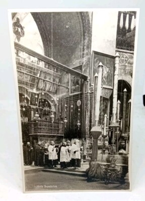 Religiöse Gebetszeremonie Grabeskirche Jerusalem Vintage Postkarte 