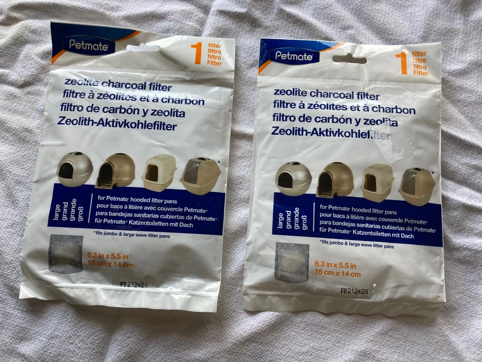 Lot  2 Petmate Zeolite Charcoal Filters Large For Hooded Cat Litter Pan See - Image 2 of 4