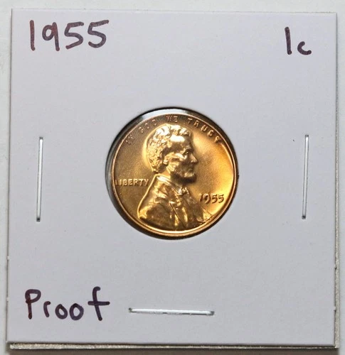 1955 1c Lincoln Wheat Cent PROOF - RAW - RED - Great Looking Lustrous Coin