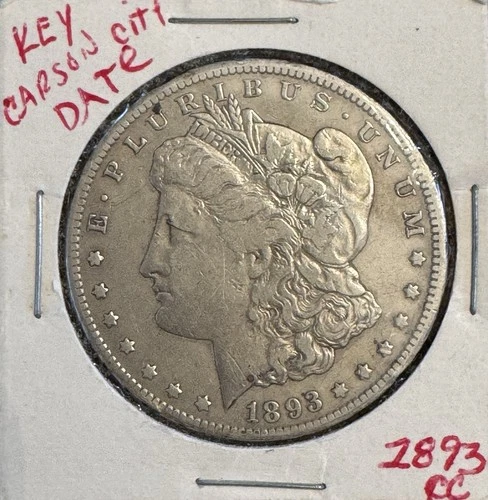 1893-CC $1 Morgan Silver Dollar - Carson City ~ VF Details