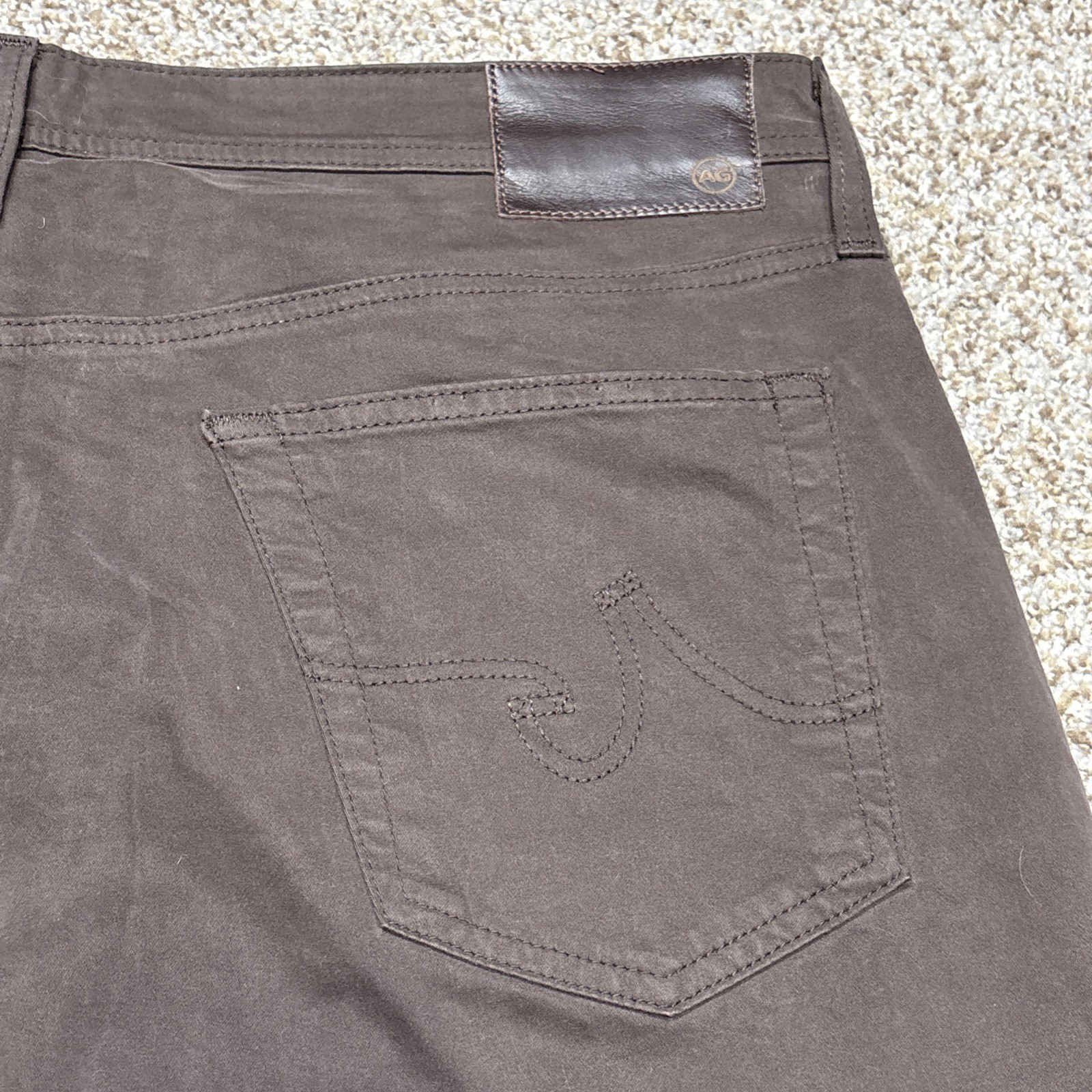 AG Adriano Goldschmied Everett Slim Straight Brown Pants Mens 38x34 Fits 38 X 35 - View 15