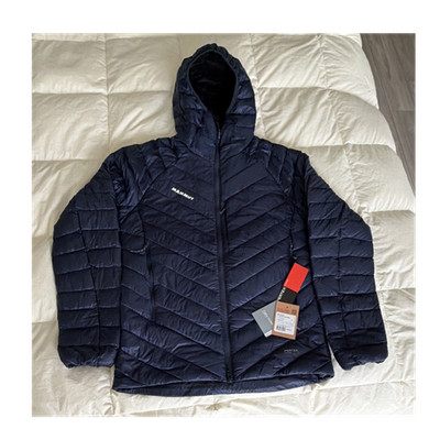 Mammut Men's Hooded Down Jacket Quilted Full Zip Outdoor Black Size M
