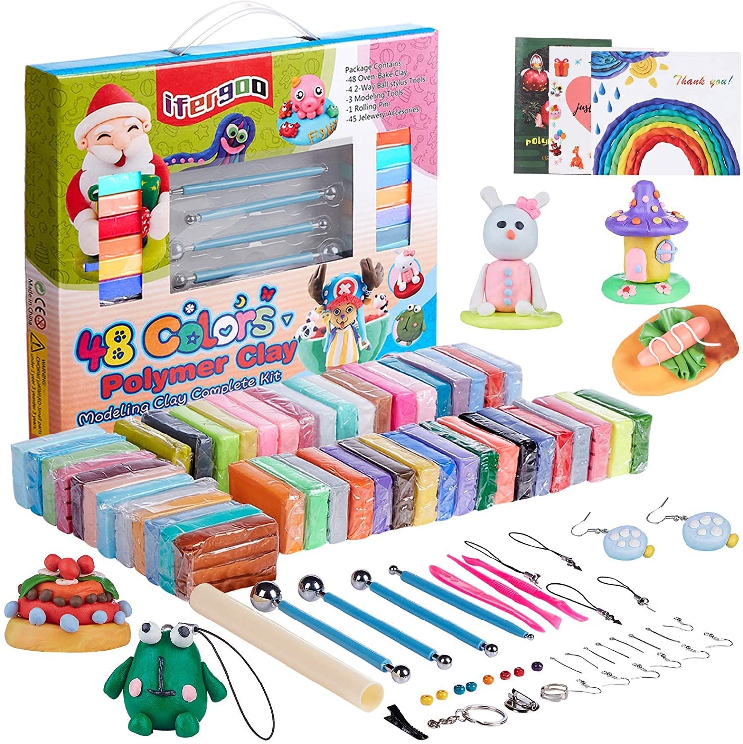 iFergoo Polymer Clay Starter Set,48 Colors Oven Bake Modeling 48 colors