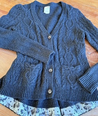 Far away from Close by Anthropologie Pauline Black Cardigan Wool Medium