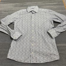 Eton Dress Shirt Mens 15.5 39 White Paisley Slim Fit Cotton All Over Print AOP