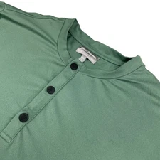 Hickey Freeman Men’s Performance S/S Snap Button Henley T-Shirt Green • Medium