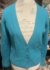 Vintage Casual Corner 100 merino wool sweater cardigan warm XL Turquoise