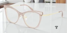 ALEXANDER MCQUEEN AM0265O 003 Cat Eye Nude Light Demo Lens 52 Women's Eyeglasses
