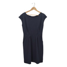Quince Ultra-Stretch Ponte Cap Sleeve Dress Navy Basic Sleeved M
