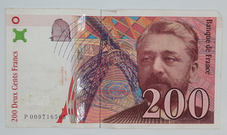 1996 Banque De FRANCE 200 French Francs Banknote No. P 009716505 P 159