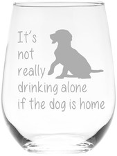 C M The Dog is Home Funny Stemless Wine Glass for Him, Her, Wife, Husband, Fr...