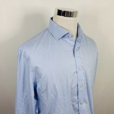 Charles Tyrwhitt 17 35 Slim Fit Non Iron Dress Shirt Blue French Cuff Cotton