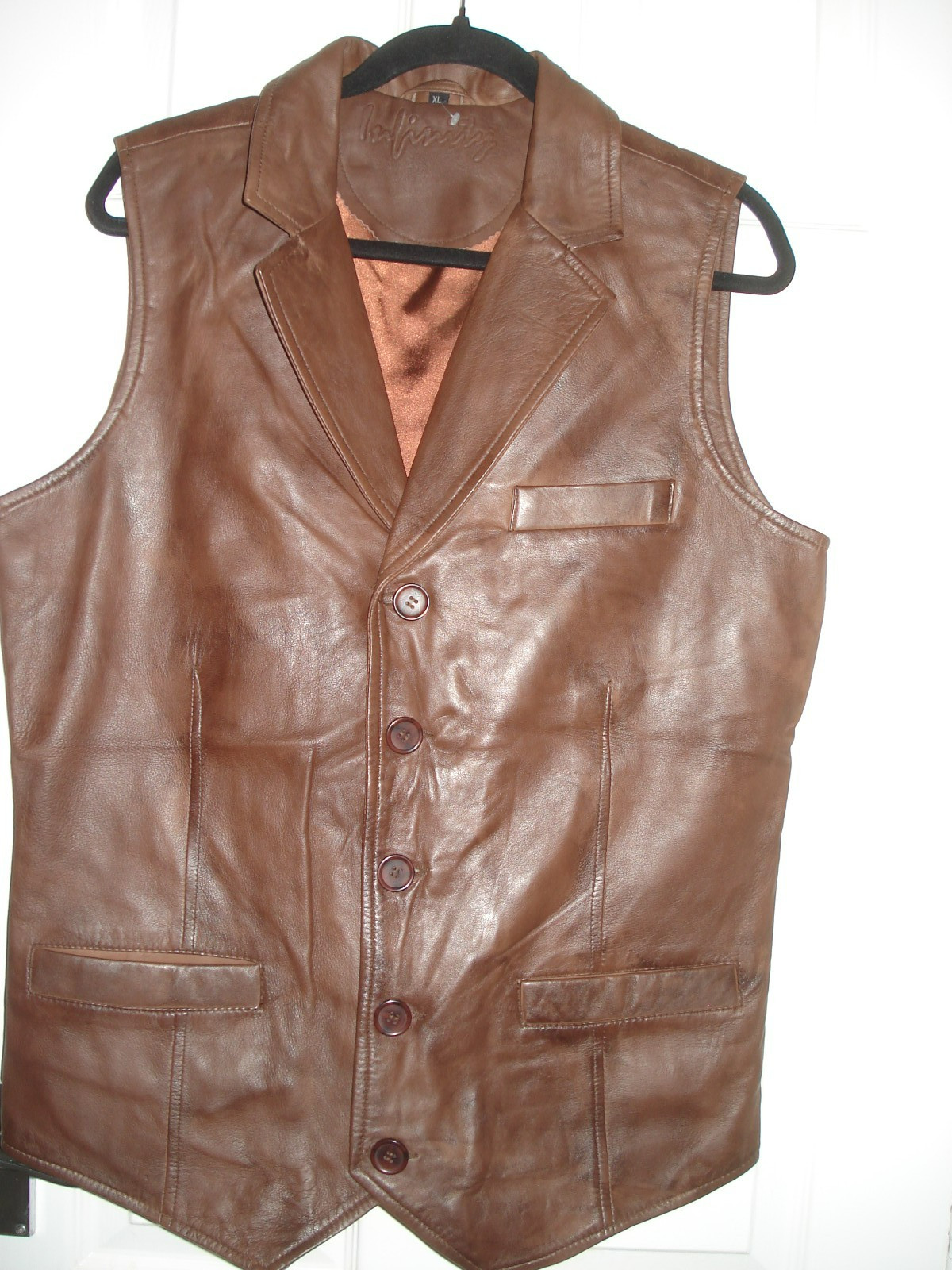 Mens Soft Leather Waistcoat Vest Biker Motorcycle Fashion Casual Tan Brown XL