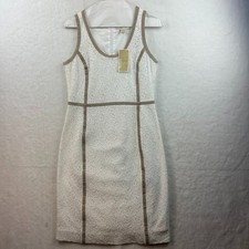BRAND NEW Michael Kors Women Eyelet Sheath Dress Size 2 White Sleeveless Lined