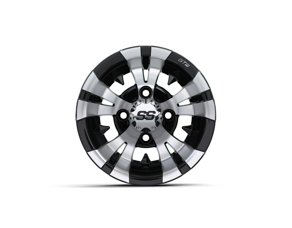 Set of 4 Golf Cart GTW Vampire 10 inch Machined and Black Wheel With 3:4 Offset — 第 3/4 张图片