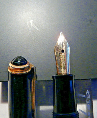 Pelikan Füller 400 NN grün / schwarz  gestreift  # 1956-1965 # Bergbau # (1669)