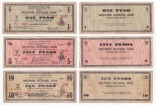 1941 US Philippines 1 5 & 10 Pesos PNB NEGROS OCCIDENTAL WW2 Emergency Notes
