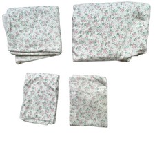 Vintage Laura Ashley Floral Print Flannel Pillowcases, Fitted Flat Sheet Set