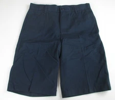 LANDS END Navy School Uniform Plain Front Chino Shorts Boys 14 *NEW*
