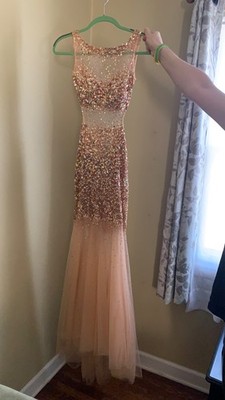 prom dress size 0, Rose Gold Mermaid gown with dazzling sequins | eBay