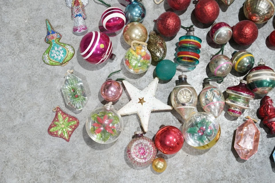 Vintage Christmas Mercury Glass Ornament Indent Shiny Brite Santa Antique Lot - Image 3 of 4