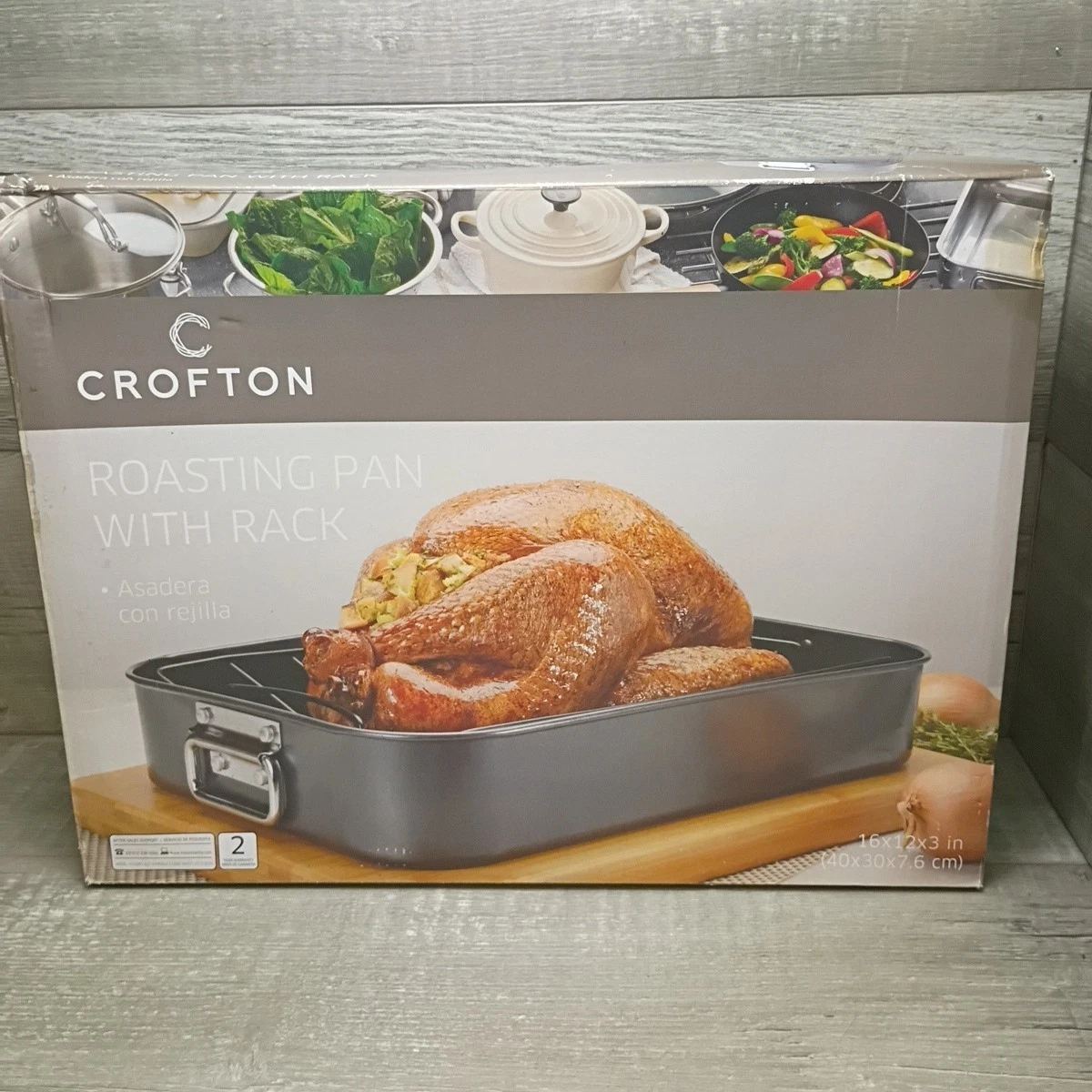 Crofton None stick Roasting Pan With Rack 16" x 12" x 3"
Opens in a new window or tab