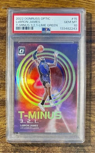 2022 Donruss Optic Basketball Lime Green LeBron James #15 PSA 10