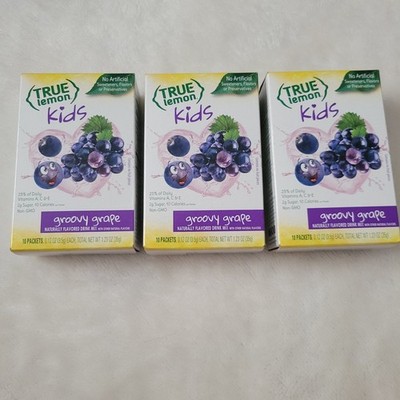 True Lemon Kids Groovy Grape Drink Mix Lot of 3 10 Packets Each