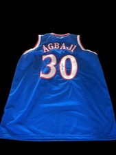 OCHAI AGBAJI SIGNED KANSAS JAYHAWKS BLUE JERSEY BASKETBALL KU 2022 CHAMPS JSA