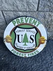 Vintage Forest Service Sign - Smokey the Bear Porcelain Gas Station Pump Sign