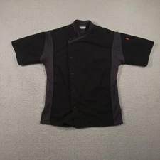 Happy Chef Jacket Mens Extra Small Black Gray Short Sleeve Uniform Workwear