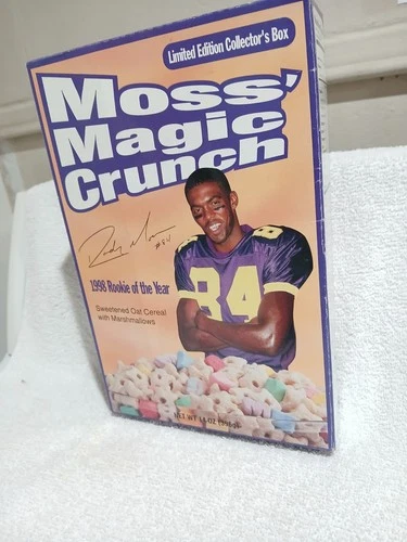 RANDY MOSS LIMITED EDITION COLLECTOR'S CEREAL BOX MOSS' MAGIC CRUNCH RARE