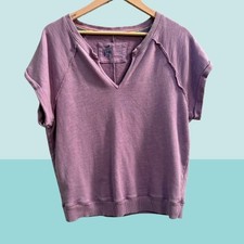 Anthropologie Pilcro Notch-Neck Sweatshirt Lilca Purple Terry Small