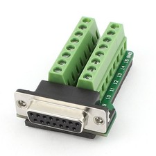 DB15 D-SUB Female Jack 15Pin Port to 2 Row 8 Position Terminal Breakout Board