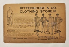 1905 antique RITTENHOUSE &CO CLOTHING STORE frenchtown nj AD lrg pc MENS FASHION