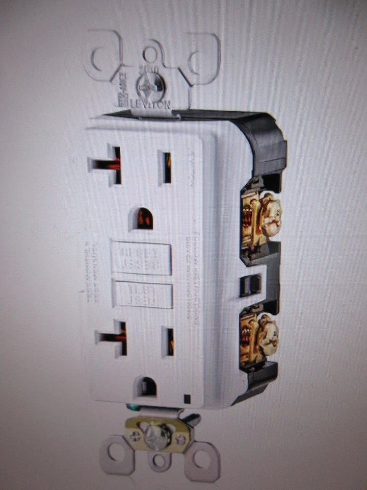 Leviton 20 Amp 125-Volt Duplex Self-Test Slim GFCI Outlet, White 4PK GFNT2-4W - Image 3 of 4