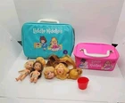 Rare Vintage 1960s Mattel Liddle Kiddle Klub Head Dolls, Wigs, 2 Cases.