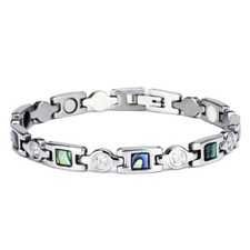 Magnetic Healing Bracelet with Faux Gemstone Inlay 19cm Zinc Alloy Chain