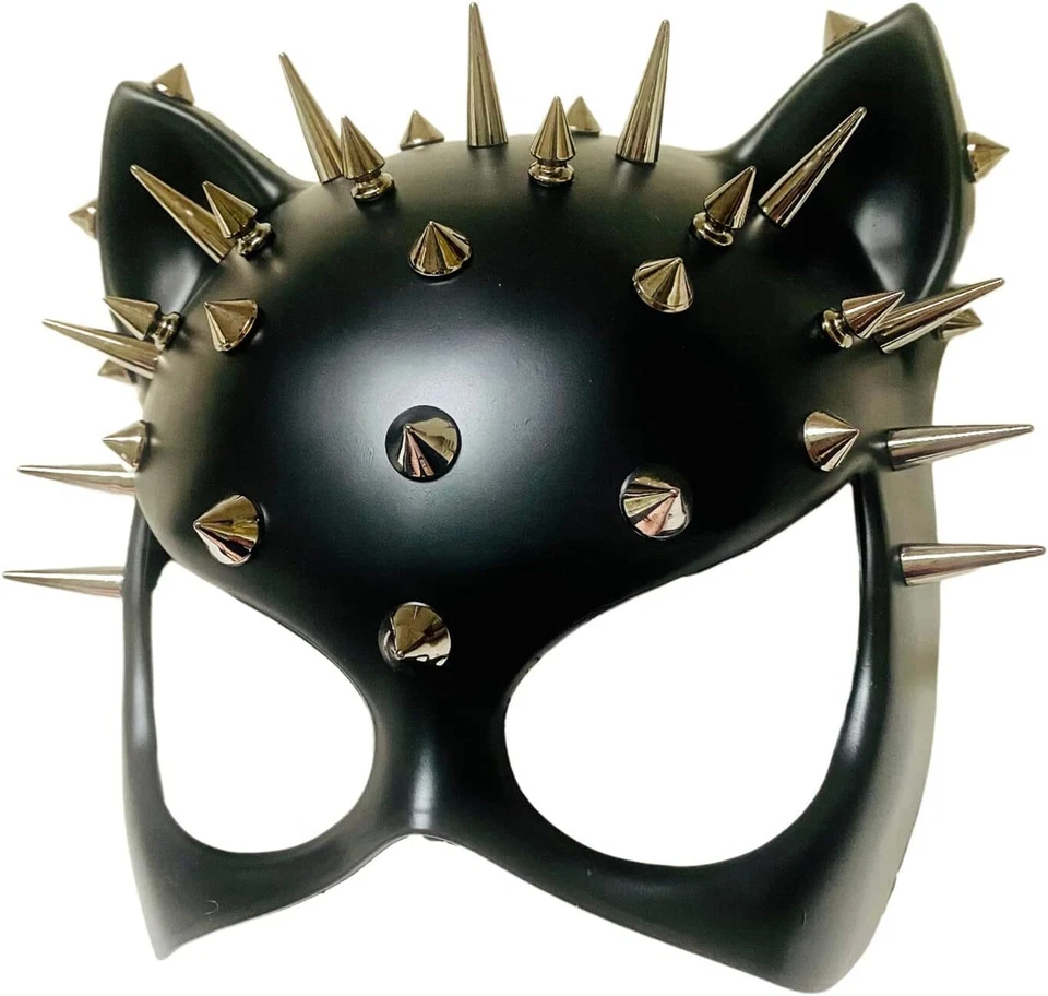 Red Black Cat Woman Dress up Cosplay Party Masquerade Mask Spiky Halloween Party - Image 4 of 4