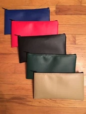 LARGE ZIPPERED BANK DEPOSIT BAG - VINYL CARRYING CASE MONEY COINS CHECKS