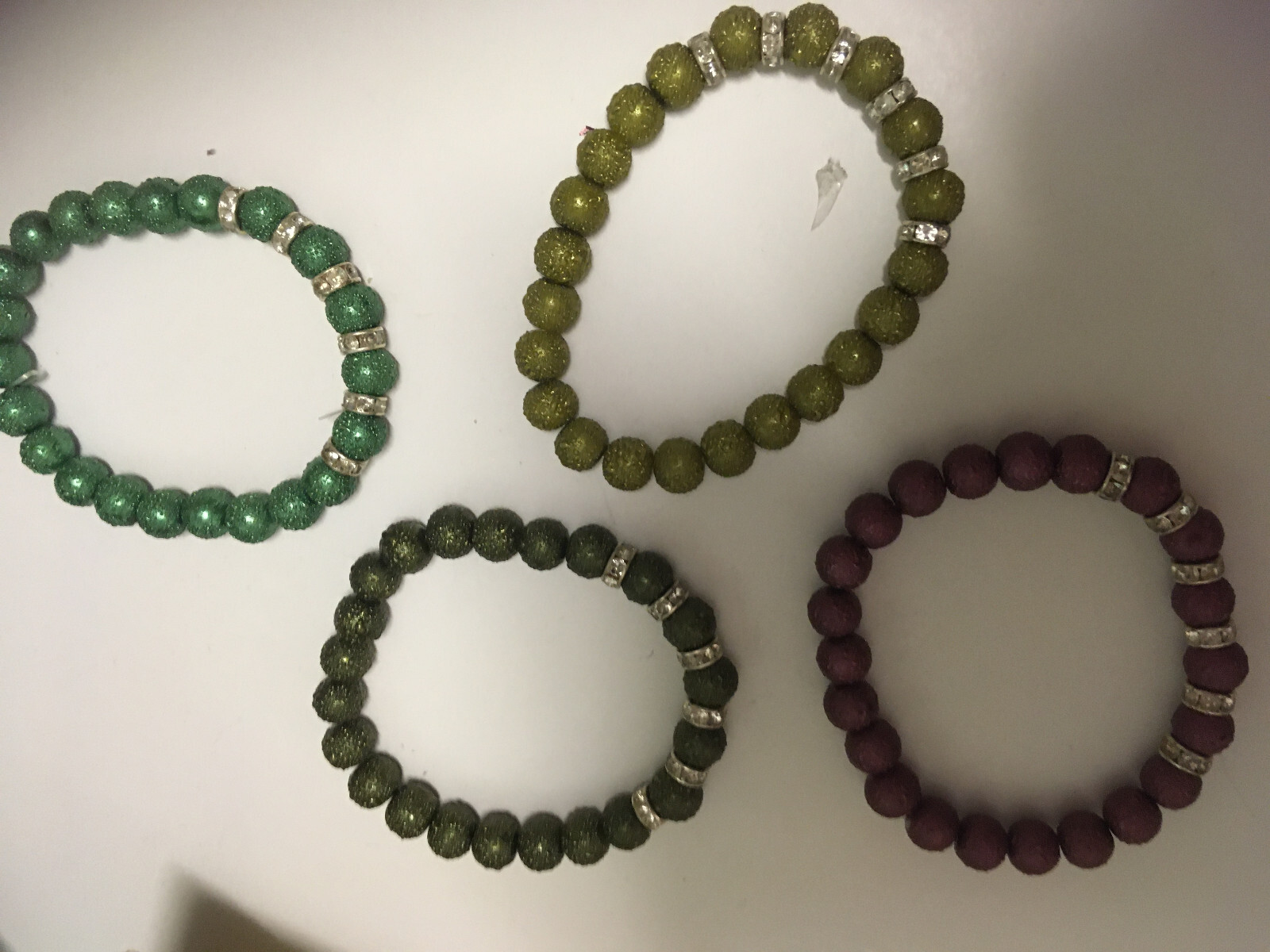 Glitter Rhinestone Elastic Stretch Bangle Beaded Bracelet  -image