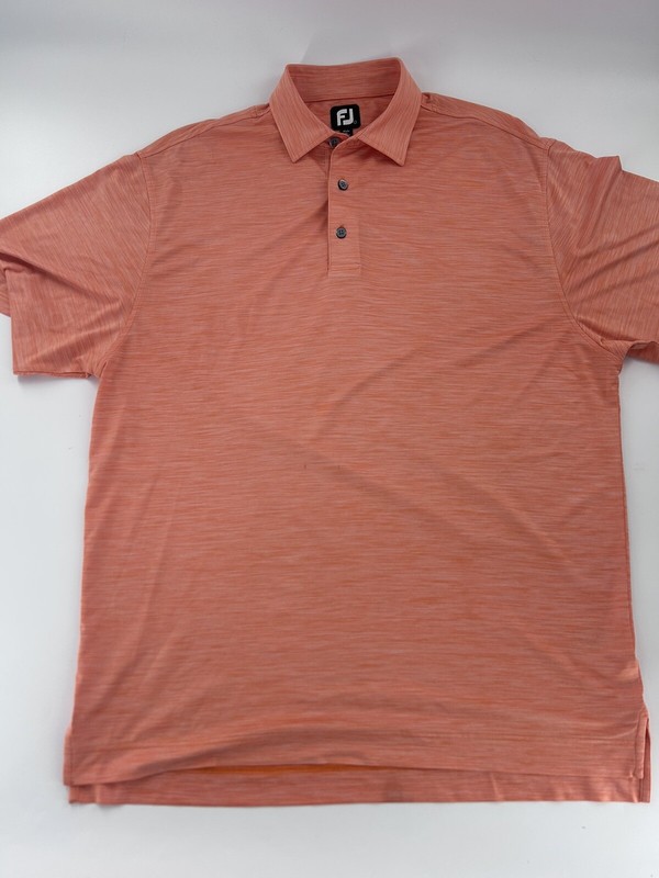 FootJoy Polo Shirt Men Large Orange Golf Collared Golf Short Sleeve