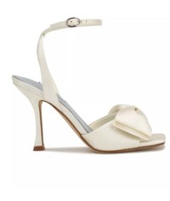 NEW Nine West Kelsie Ankle Wrap Heeled Dress Sandals Ivory Women's Size 9
