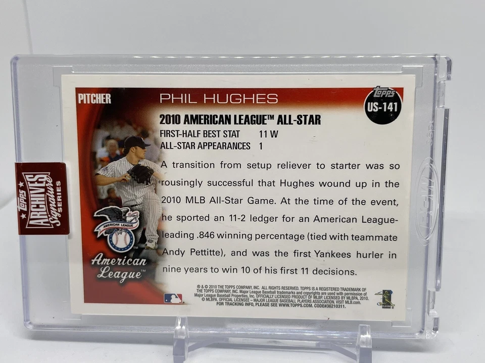 2023 Topps Archives - Phil Hughes 2010 Topps Auto 29/31- New York Yankees (892) - Image 4 of 4