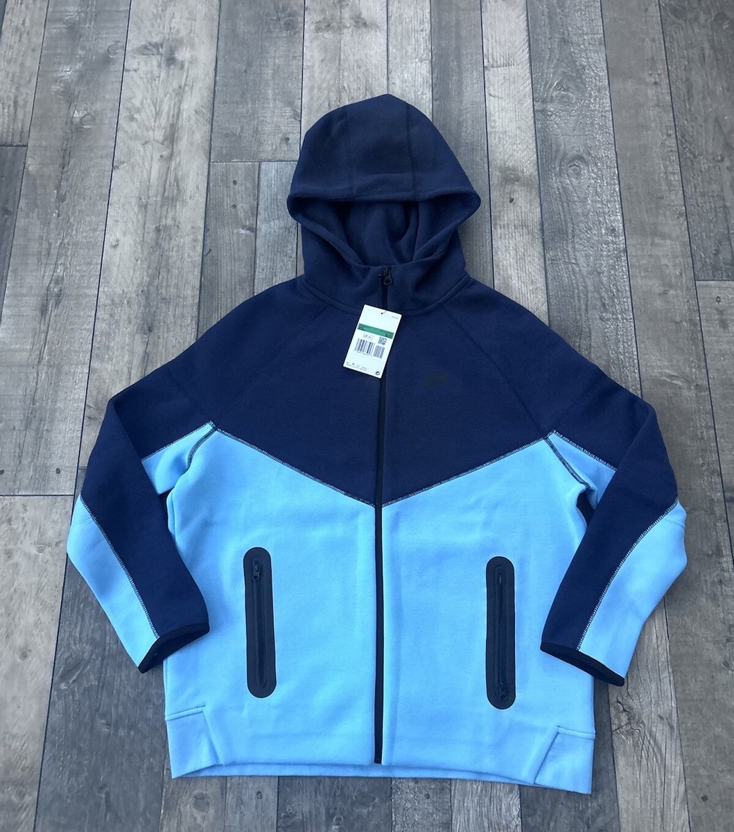nike tech fleece hoodie blue and black