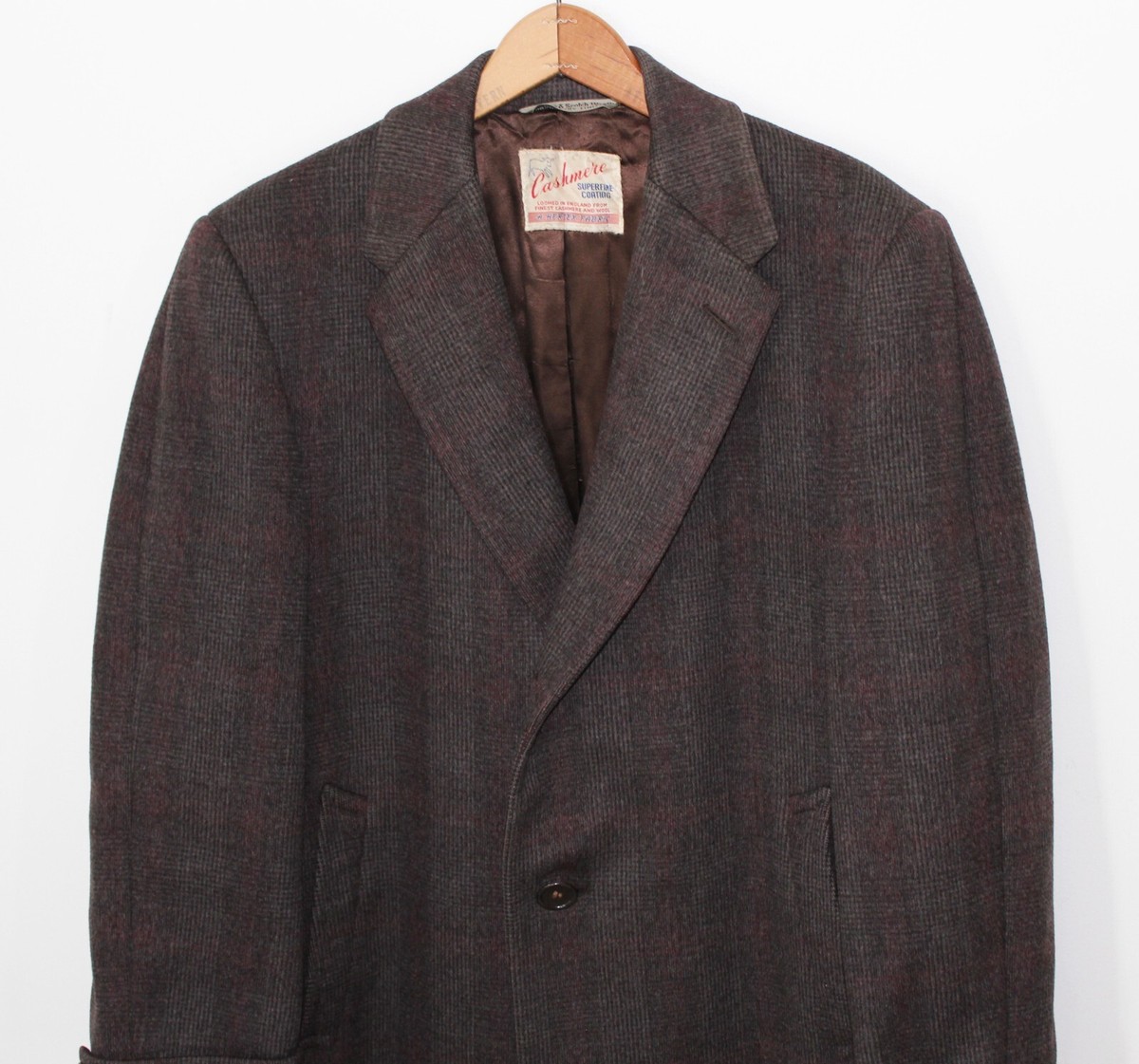 English & Scotch Woollen Co Cashmere Overcoat Vintage 1950s Glen